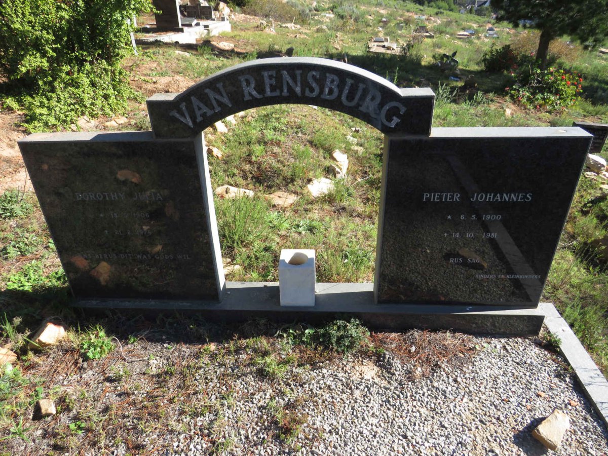 RENSBURG Pieter Johannes, van 1900-1981 &amp; Dorothy Julia 1906-1976