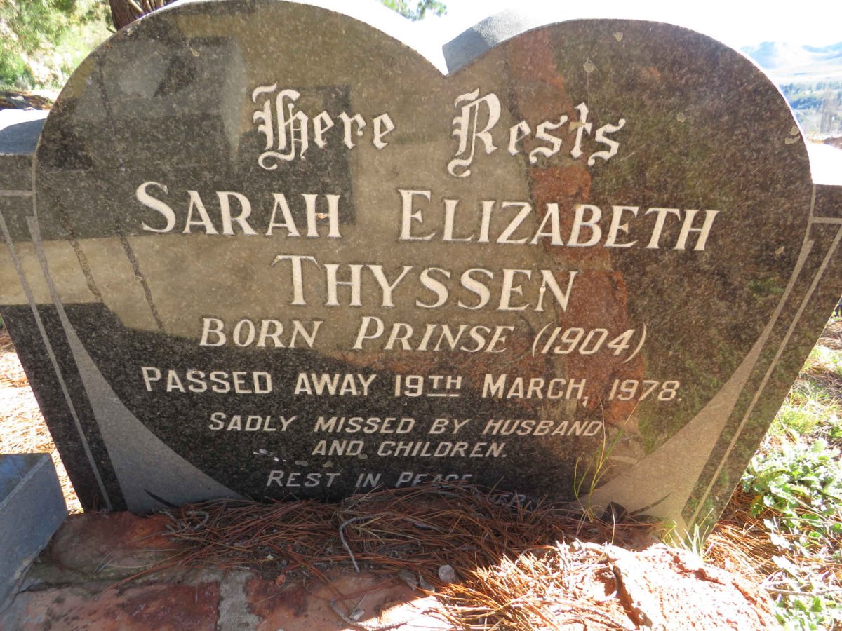 THYSSEN Sarah Elizabeth, nee PRINSE 1904-1978
