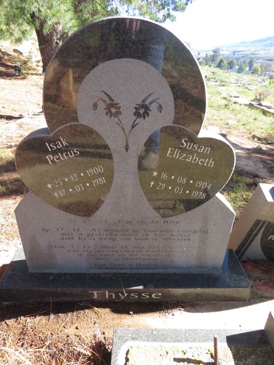 THYSSE Isak Petrus 1900-1981 &amp; Susan Elizabeth 1904-1978