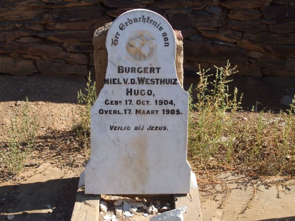 HUGO Burgert Daniel van der Westhuizen 1904-1905