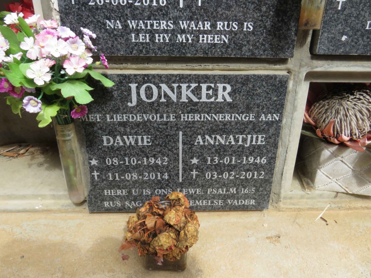 JONKER Dawie 1942-2014 &amp; Annatjie 1946-2012