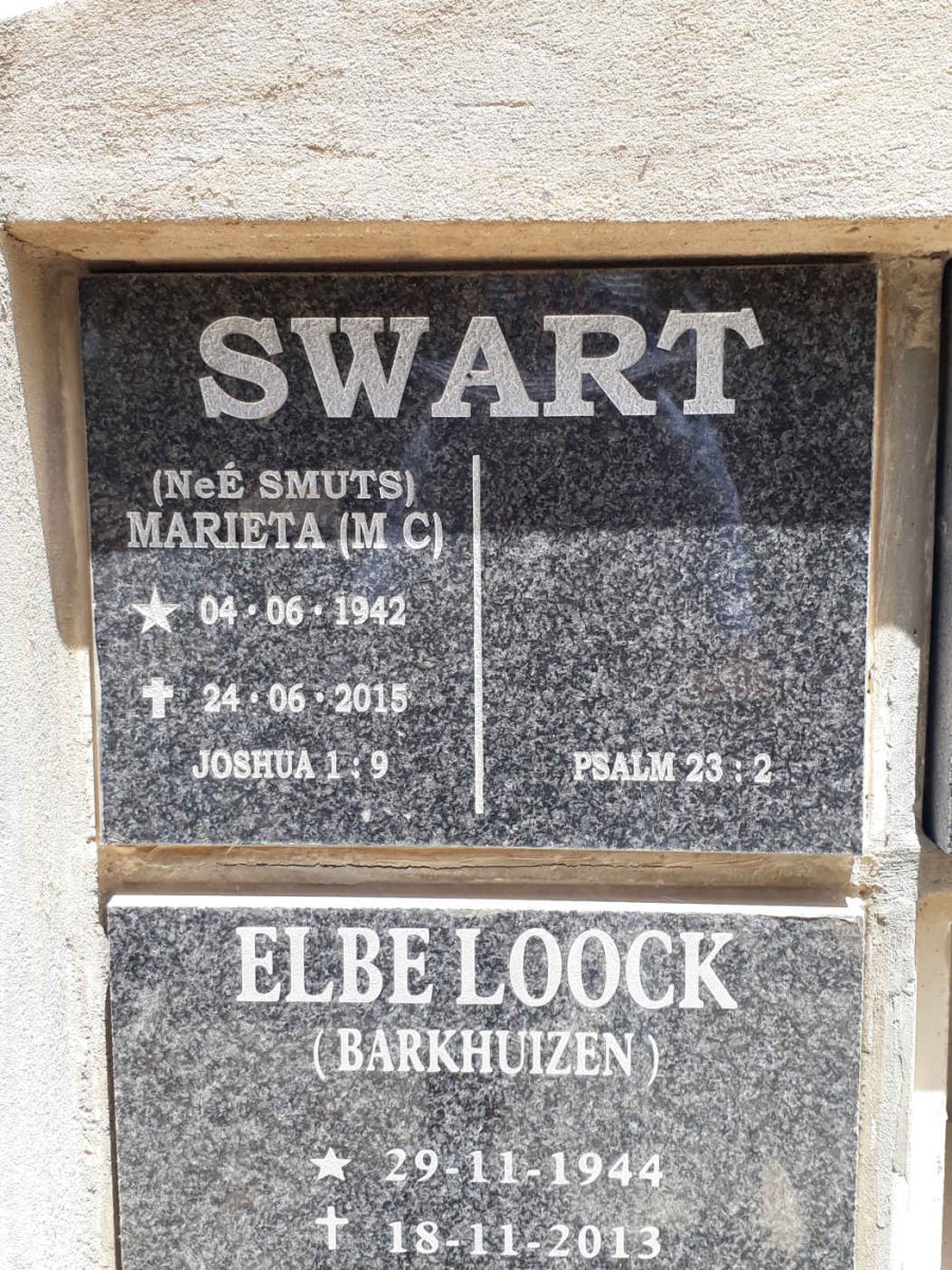 SWART M.C. nee SMUTS 1942-2015