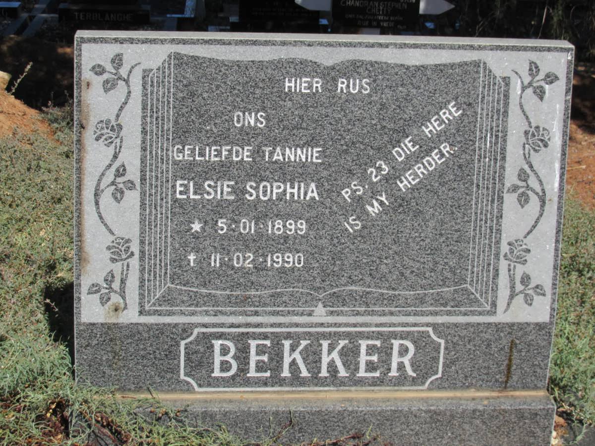 BEKKER Elsie Sophia 1899-1990