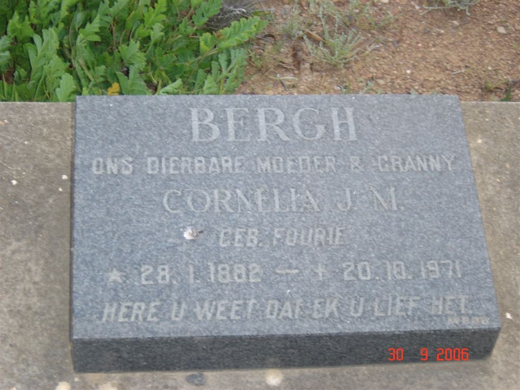 BERGH Cornelia J.M. nee FOURIE 1882-1971