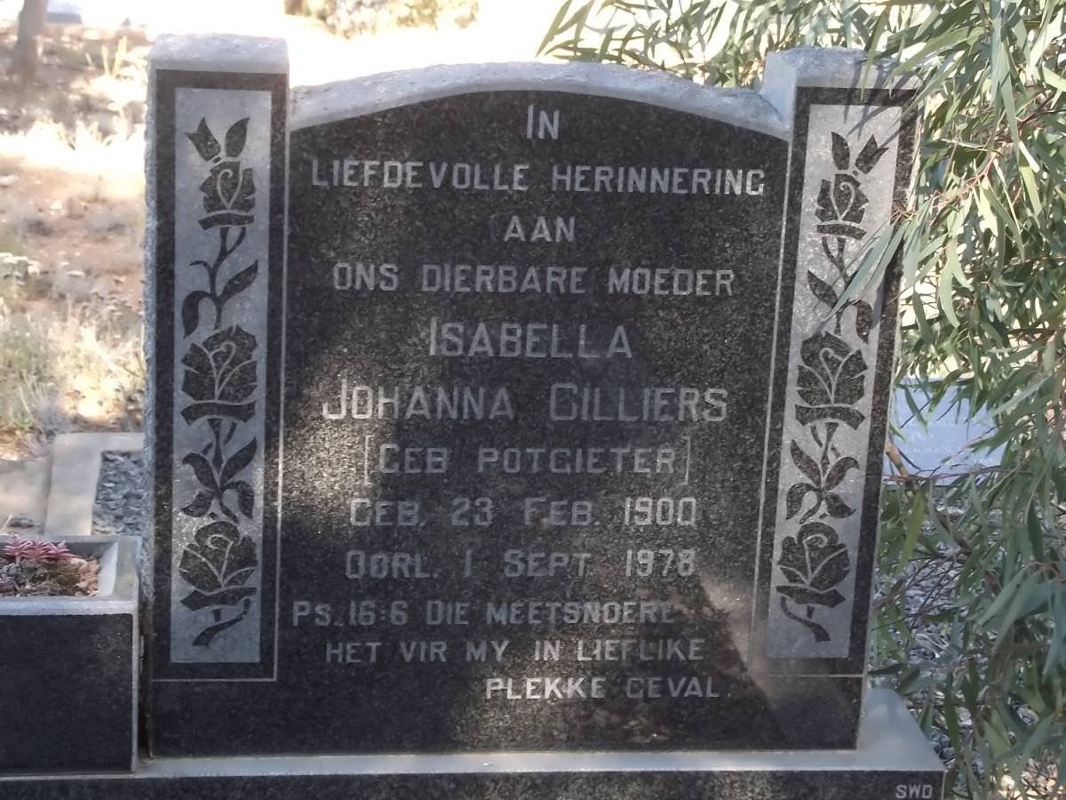 CILLIERS Isabella Johanna nee POTGIETER 1900-1978