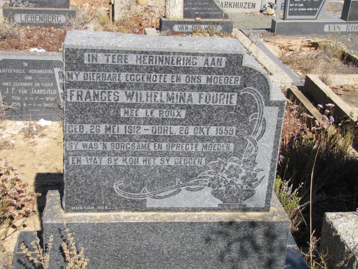 FOURIE Frances Wilhelmina nee le ROUX 1912-1959