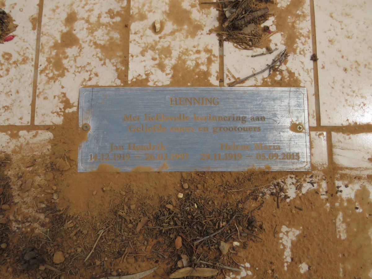 HENNING Jan Hendrik 1919-1997 &amp; Helene Maria 1919-2015
