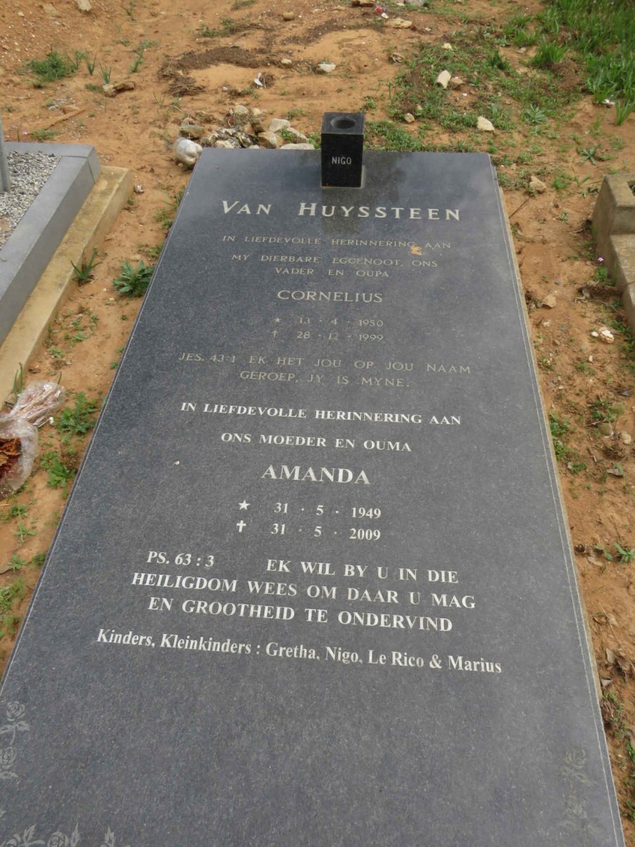 HUYSSTEEN Cornelius, van 1950-1999 &amp; Amanda 1949-2009