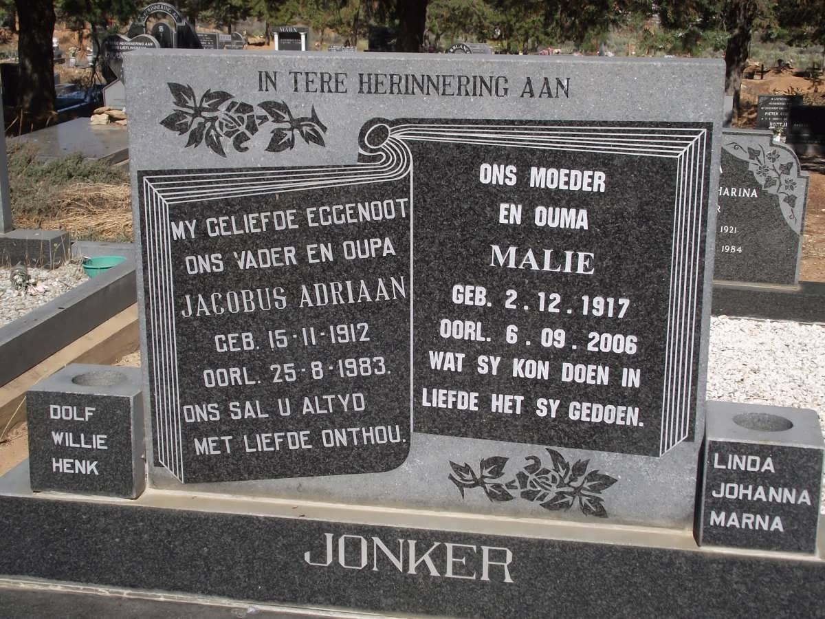 JONKER Jacobus Adriaan 1912-1983 &amp; Malie 1917-2006