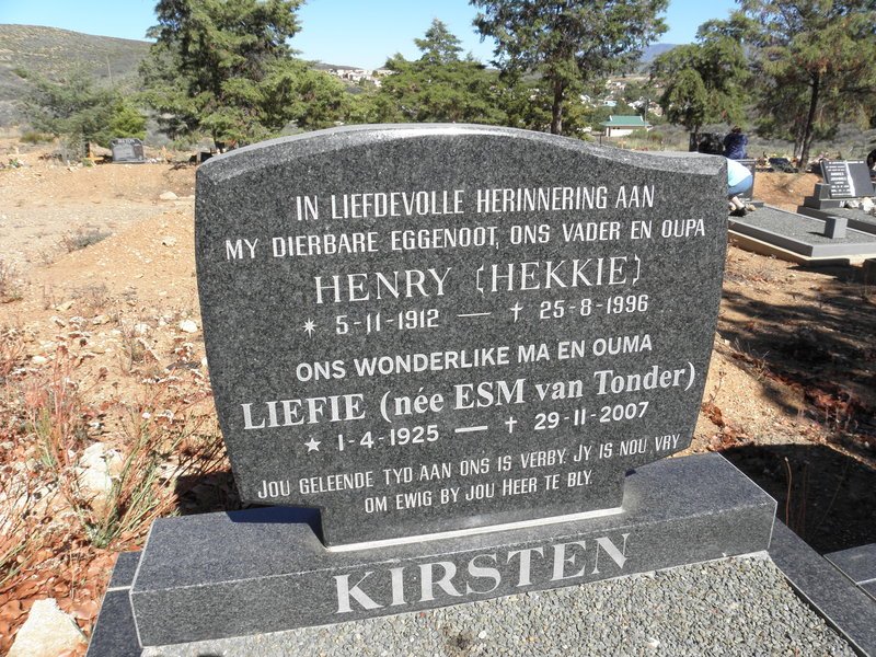 KIRSTEN Henry 1912-1996 &amp; E.S.M. VAN TONDER 1925-2007