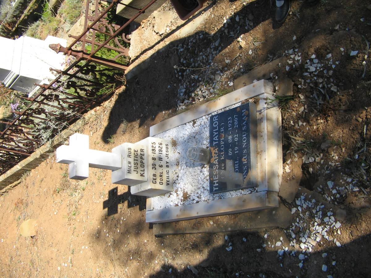 KLOPPER Justice 1925-1926 :: TAYLOR Thessara nee KLOPPER 1923-2007