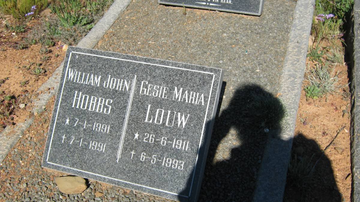 LOUW Gesie Maria 1911-1993 :: HOBBS William John 1991-1991