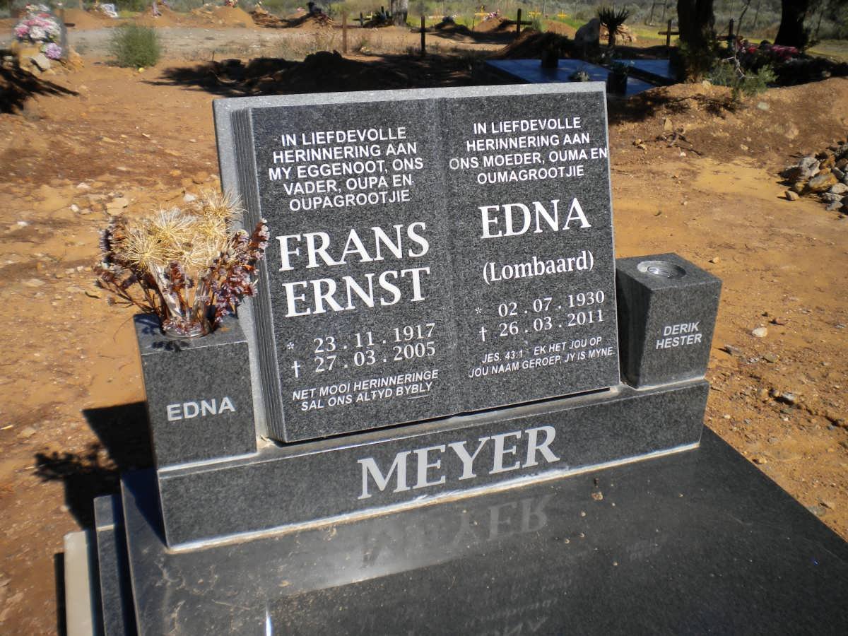 MEYER Frans Ernst 1917-2005 &amp; Edna LOMBAARD 1930-2011