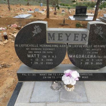 MEYER M.P.H. 1930-2003 &amp; Magdalena OLIVIER 1935-2021