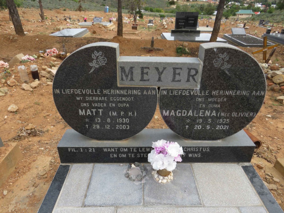 MEYER M.P.H. 1930-2003 &amp; Magdalena OLIVIER 1935-2021