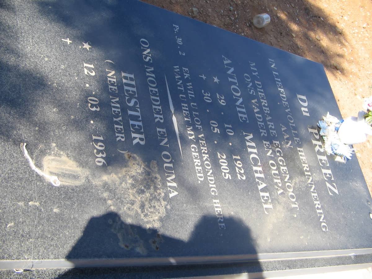 PREEZ Antonie Michael, du 1922-2005 &amp; Hester MEYER 1936-