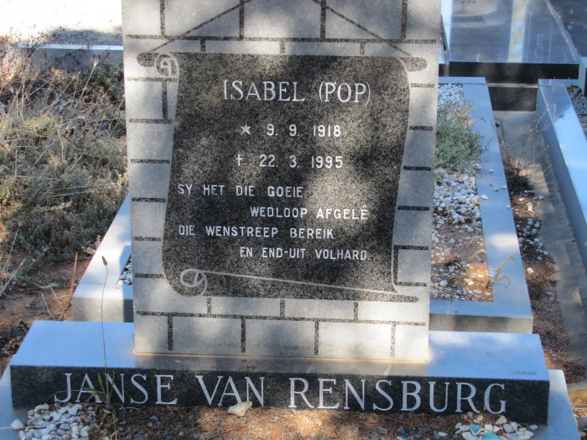 RENSBURG Isabel, Janse van 1918-1995