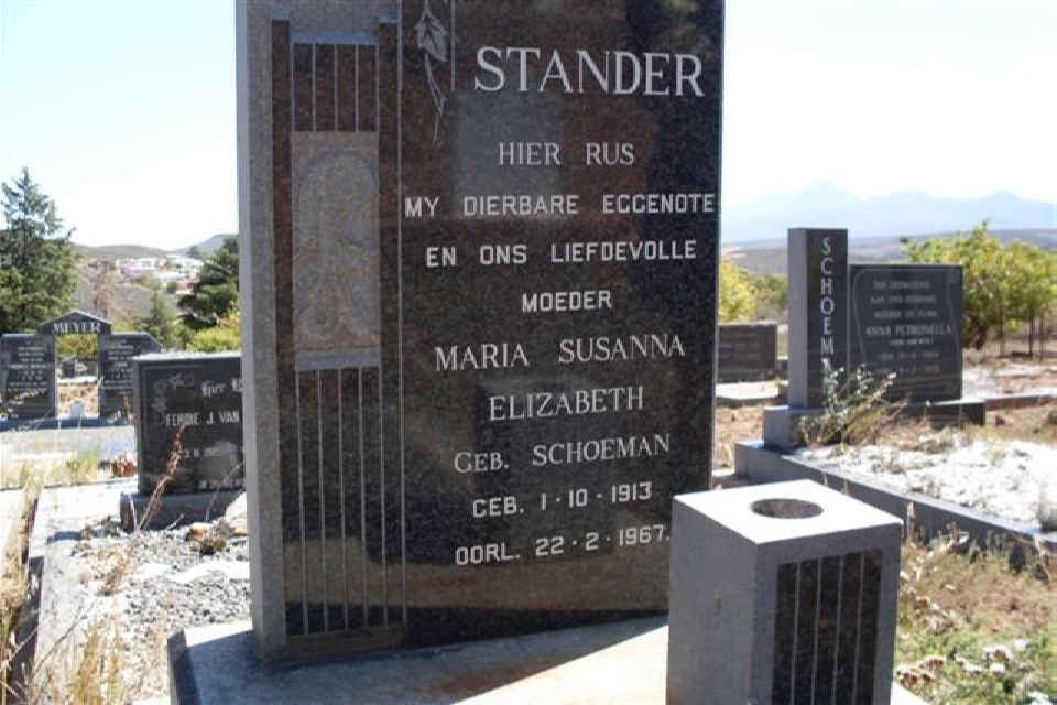 STANDER Maria Susanna Elizabeth nee SCHOEMAN 1913-1967