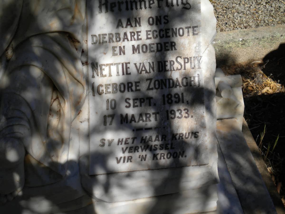 SPUY Nettie, van der nee ZONDAGH 1891-1933