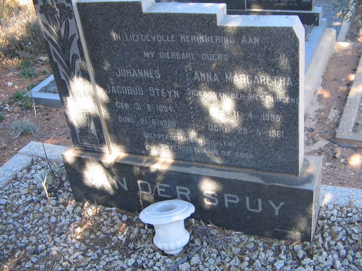 SPUY Johannes Jacobus Steyn, van der 1894-1960 &amp; Anna Margaretha van der WESTHUIZEN 1895-1961