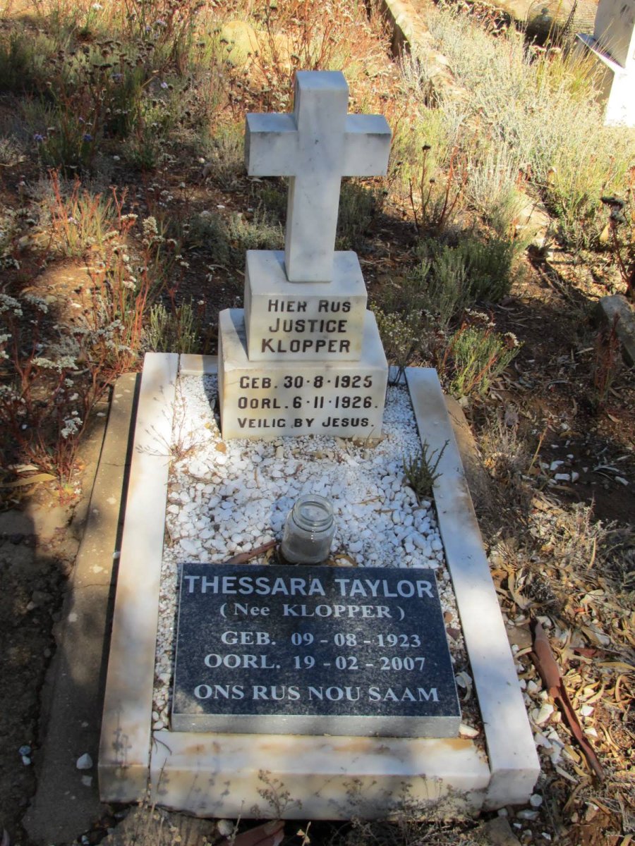 TAYLOR Thessara nee KLOPPER 1923-2007 :: KLOPPER Justice 1925-1926