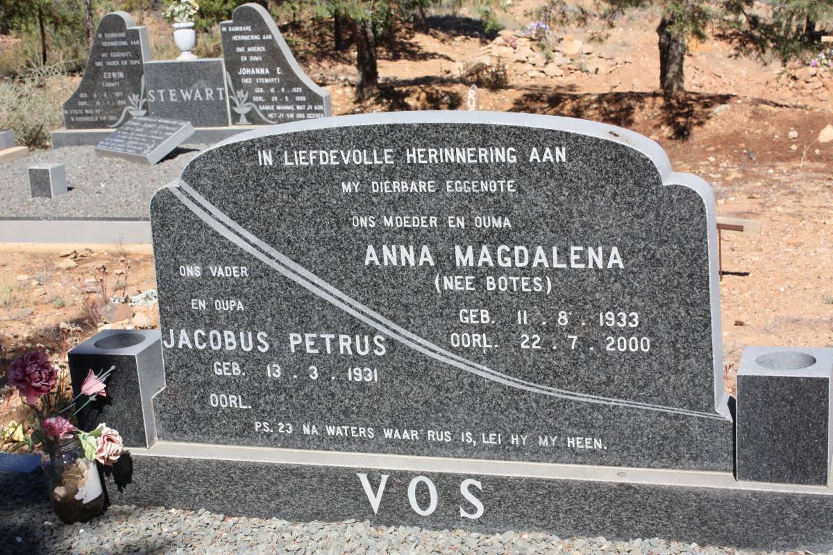 VOS Jacobus Petrus 1931- &amp; Anna Magdalena BOTES 1933-2000