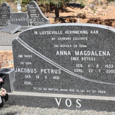 VOS Jacobus Petrus 1931- &amp; Anna Magdalena BOTES 1933-2000