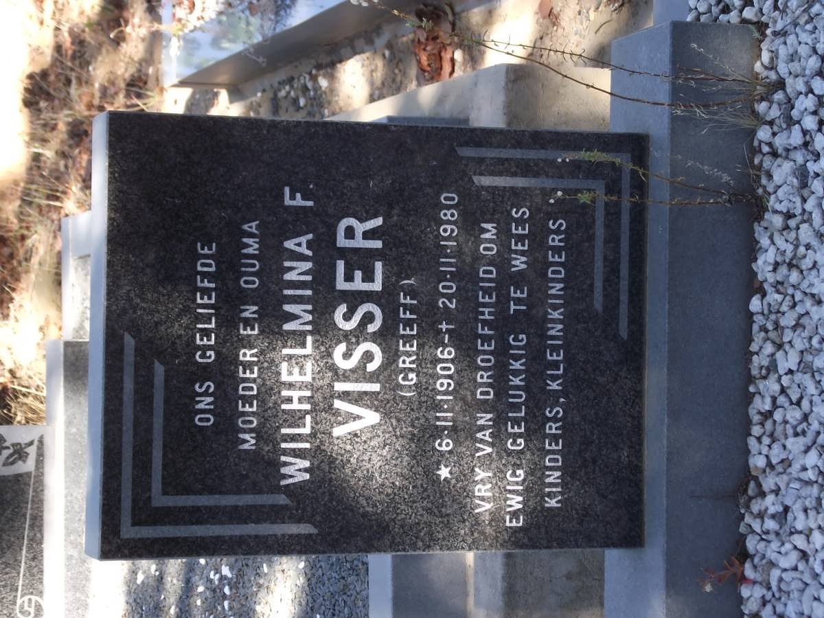 VISSER Wilhelmina F. nee GREEFF 1906-1980