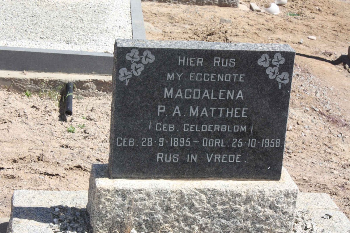 MATTHEE Magdalena P.A. nee GELDERBLOM 1895-1958