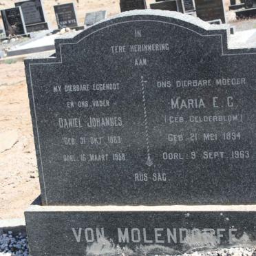 MOLENDORFF Daniel Johannes 1883-1958 &amp; Maria E.C. GELDERBLOM 1894-1963