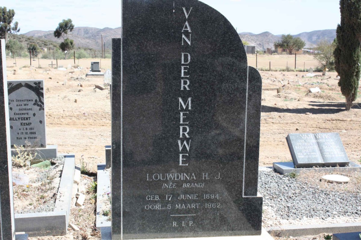 MERWE Louwdina H.J., van der nee BRAND 1894-1962
