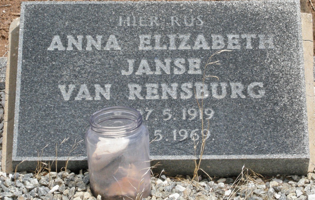 RENSBURG Anna Elizabeth, Janse van 1919-1969