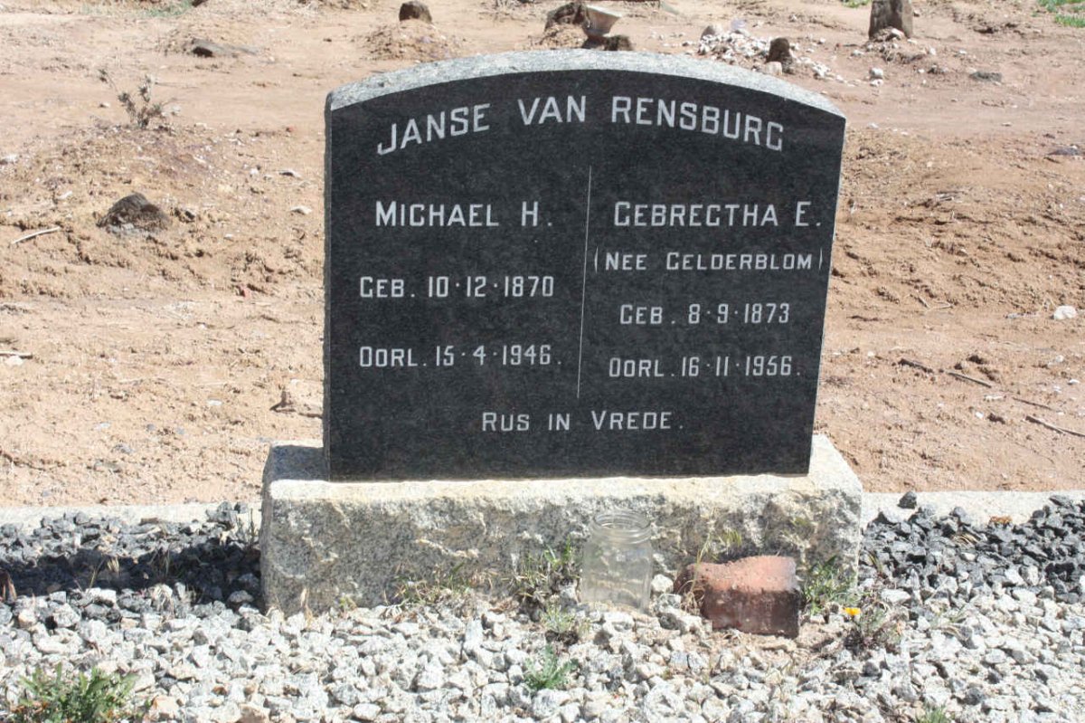 RENSBURG  Michael H., Janse van 1870-1946 &amp; Gerbregtha E. GELDERBLOM 1873-1956