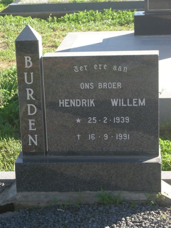 BURDEN Hendrik Willem 1939-1991