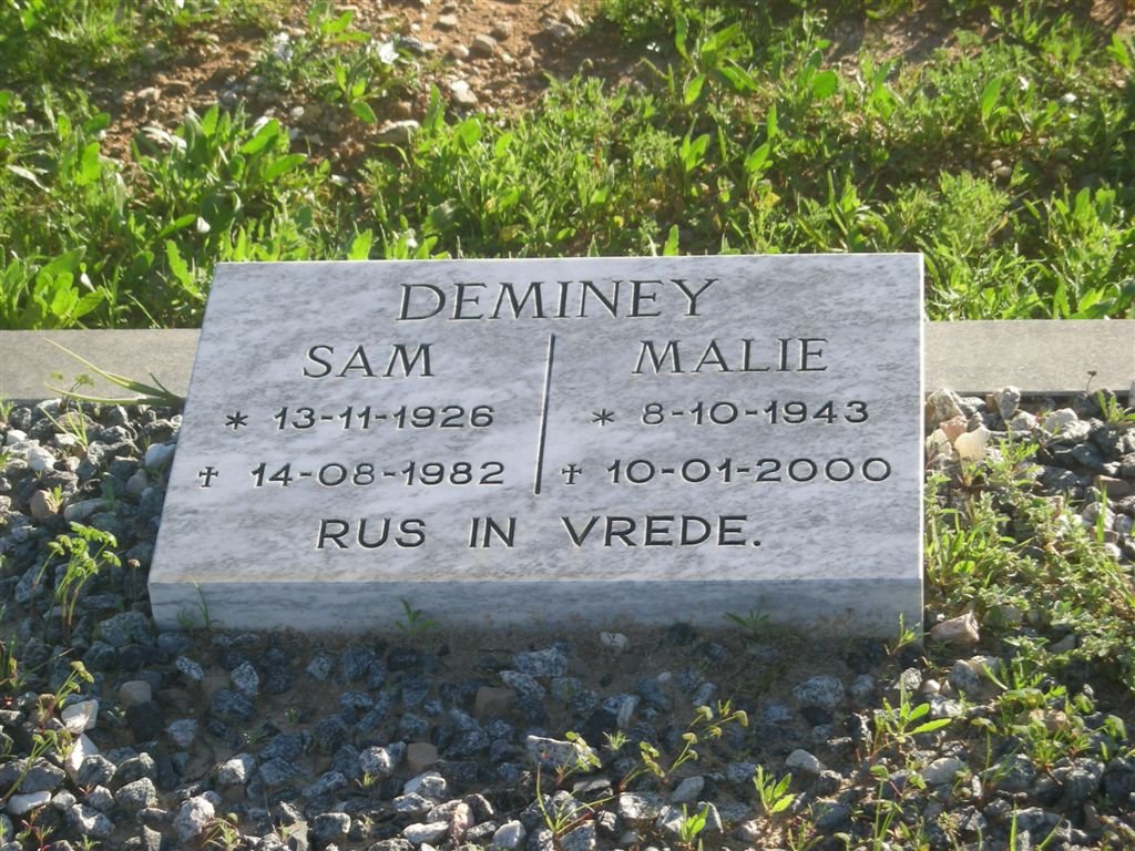 DEMINEY Sam 1926-1982 &amp; Malie 1943-2000