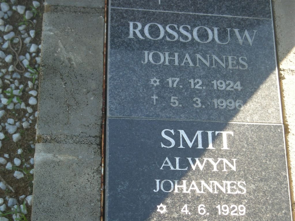 ROSSOUW Johannes 1924-1996 :: SMIT Alwyn Johannes 1929-??