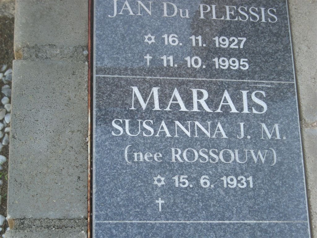 MARAIS Susanna J.M nee ROSSOUW 1931-