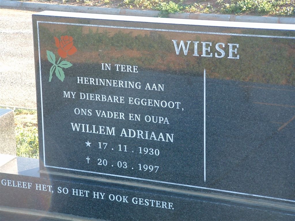 WIESE Willem Adriaan 1930-1997