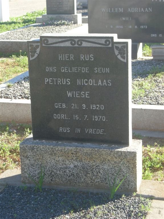 WIESE Petrus Nicolaas 1920-1970