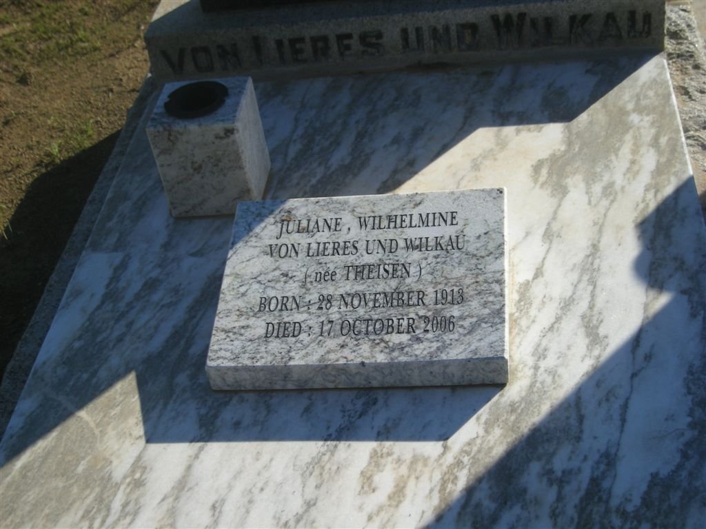 WILKAU Juliane Wilhelmine, von Lieres und nee THEISEN 1913-2006