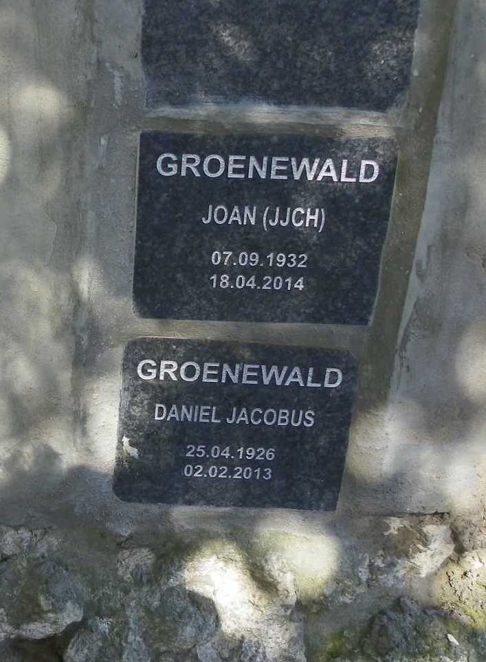 GROENEWALD Daniel Jacobus 1926-2013 &amp; J.J.C.H. 1932-2014