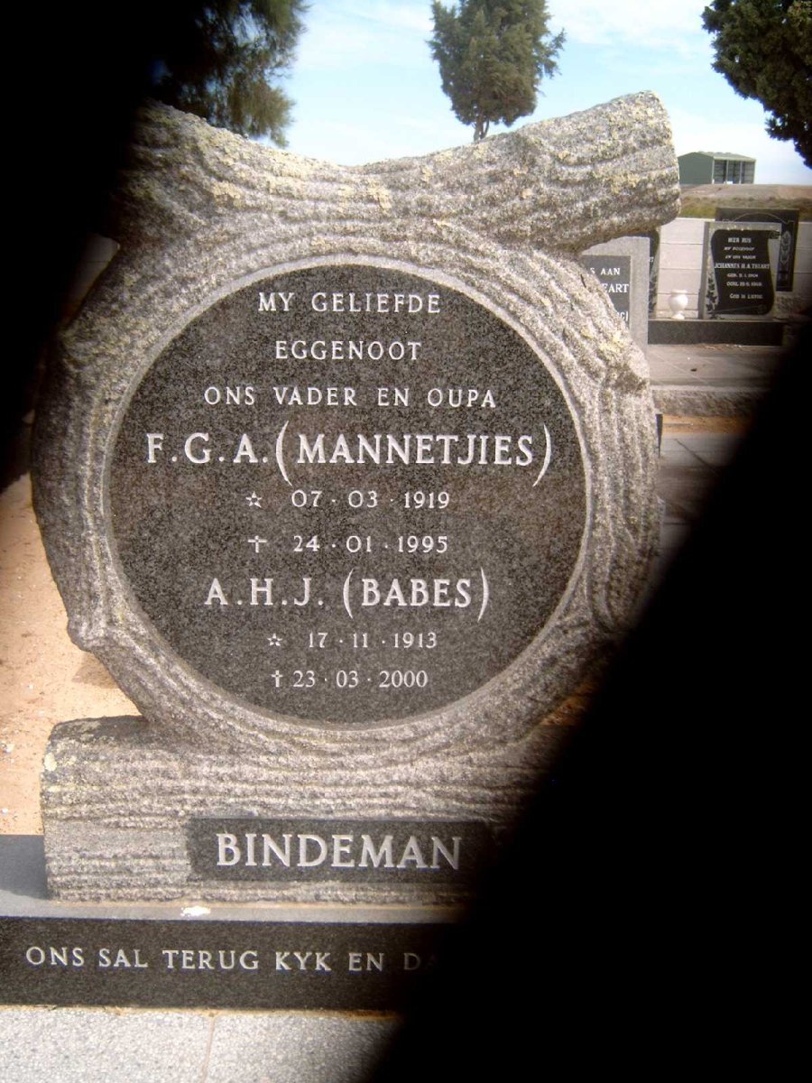 BINDEMAN F.G.A. 1919-1995 &amp; A.H.J. 1913-2000