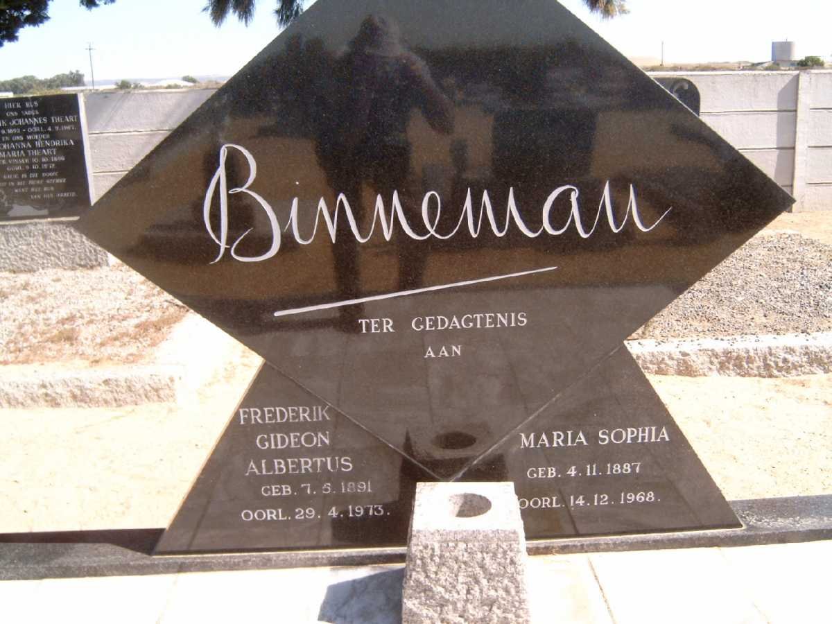 BINNEMAN Frederik Gideon Albertus 1891-1973 &amp; Maria Sophia 1887-1968