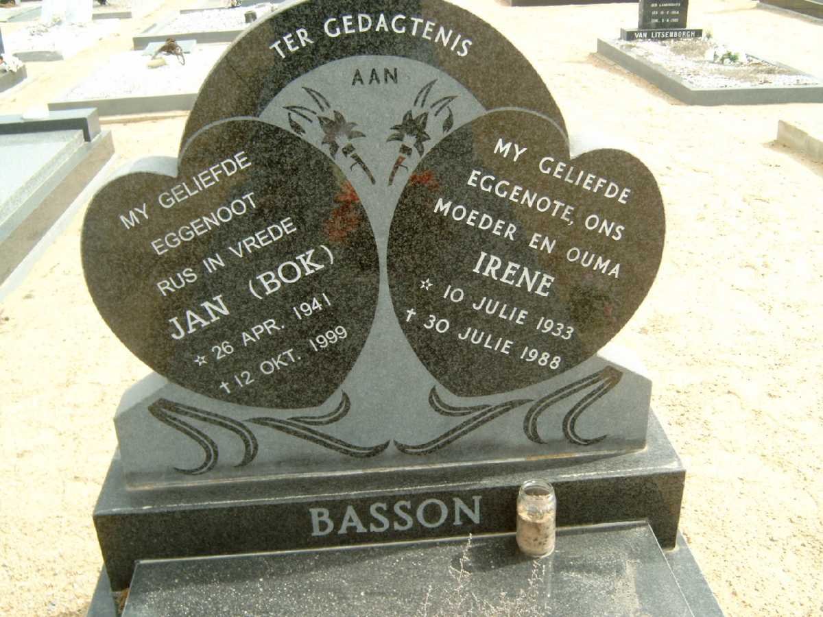 BASSON Jan 1941-1999 &amp; Irene 1933-1988