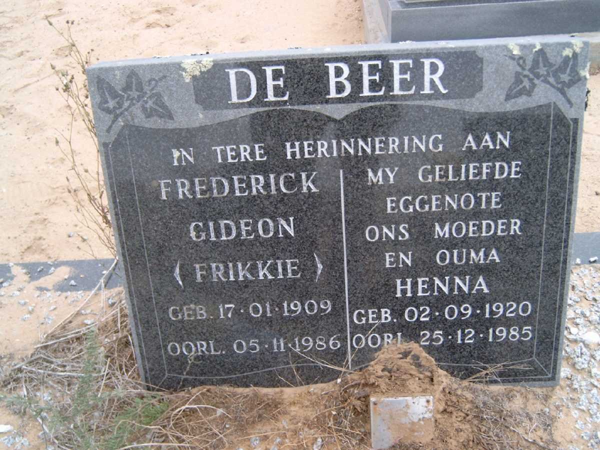 BEER Frederick Gideon, de 1909-1986 &amp; Henna 1920-1985