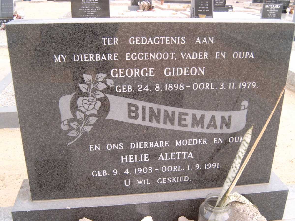 BINNEMAN George Gideon 1898-1979 &amp; Helie Aletta 1903-1991
