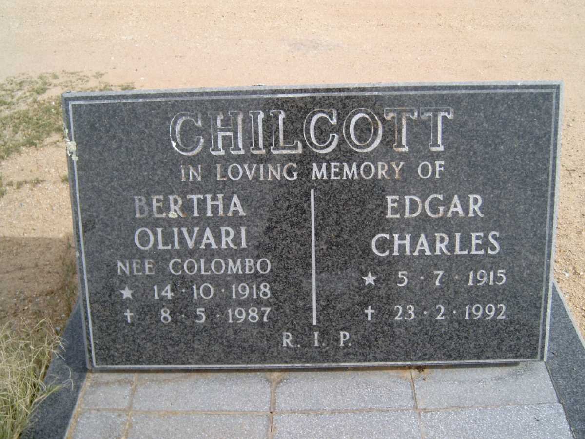 CHILCOTT Edgar Charles 1915-1992 &amp; Bertha Olivari COLOMBO 1918-1987
