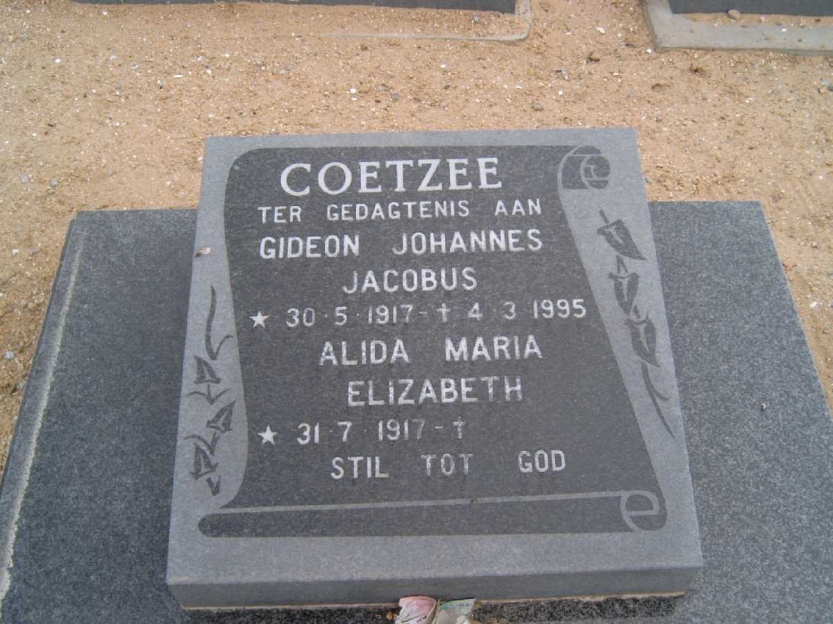 COETZEE Gideon Johannes Jacobus 1917-1995 &amp; Alida Maria Elizabeth 1917-