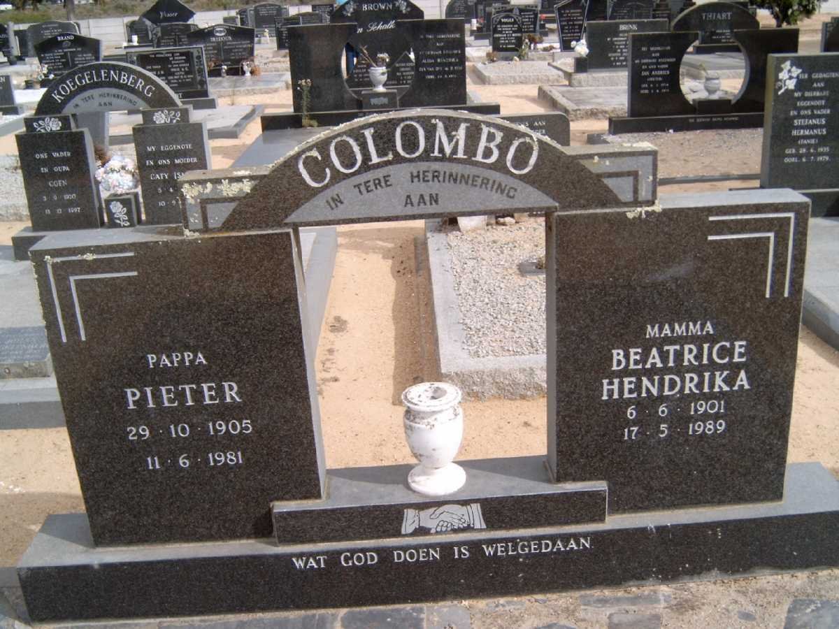 COLOMBO Pieter 1905-1981 &amp; Beatrice Hendrika 1901-1989