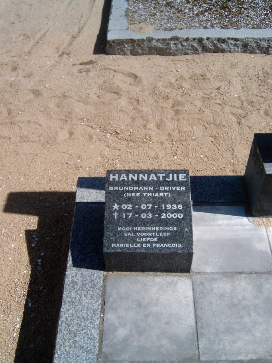DRIVER Hannatjie, GRUNDMANN nee THIART 1936-2000